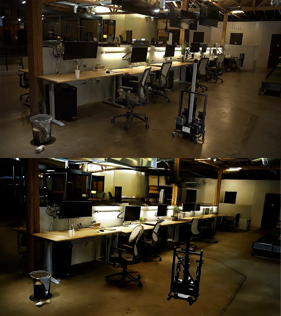 A commercial facility walkthrough used to build a digital twin